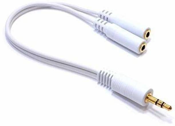 Finaux White 3.5mm Jack 1 Male to 2 Female Stereo Headphone Earphone Jack Y Splitter Audio Adapter Cable (White) Phone Converter