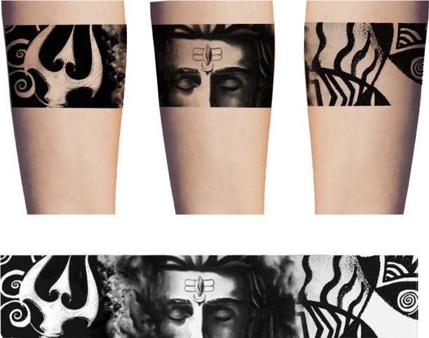 Ordershock Lord Shiva with Trishul Tribal Hand Band Temporary Body Tattoo