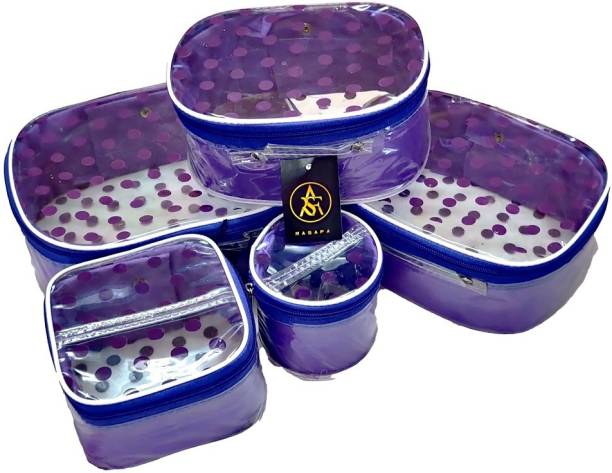Rasafa Pack of 5 high quality Cosmetic box, MakeupKit Box, Jewellery Bag, Storage Case Vanity Box