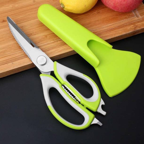 Mobfest ® 10 in 1 Mighty Shears Scissor Multipurpose Stainless Steel Scissor Best Shear Of Cooking Scissor Knife/Cutter/Peeler/Opener/Fish Scale Scraper/Slicer/Nutcracker Stainless Steel All-Purpose Scissor