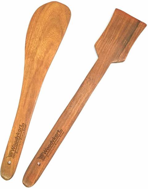Woodykart Rosewood Cooking Spoons set of 2 - Flip (Palta For Dosa/Roti | Handmade | Ideal for NON STICK) Wooden Cooking Spoon, Serving Spoon Set