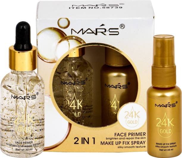 M.A.R.S 2 in 1 24 K Gold Primer and Makeup Setting Spray Primer  - 65 ml
