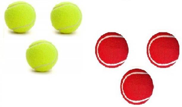 Swa Mi Cricket Tennis Ball Pack of 6 (Red-Green) Cricke...