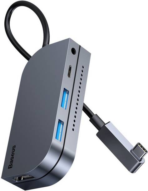 Baseus USB C Hub for iPad Pro 2018, Baseus Invisible 6 in 1 Type C Adapter Dongle with USB 3.0, 4K HDMI, PD Charging, 3.5mm Headphone and Micro/SD Card Readers Compatible for iPad Pro 2018, 2019 and More CAHUB-CWJ0G USB HUB