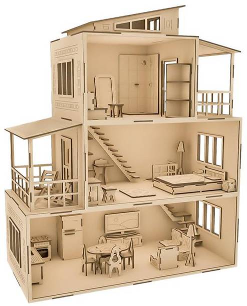 lime shades Doll house with set of 31 Miniature furnitures