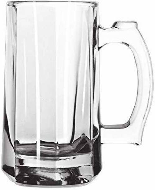 Priza Enterprise Funky Stylish Transparent Beer Mug Glass with Premium Handle-500 ml (Set of 1) Glass Beer Glass