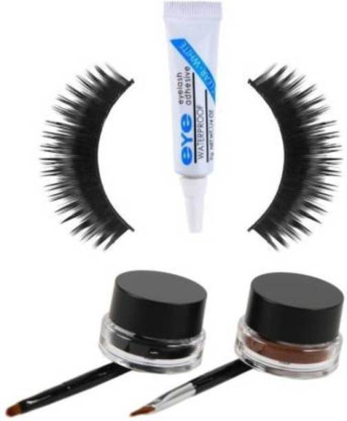 AVEU Black and Brown Gel Eyeliner with Eyelash and Eyelash Glue (3 Items in the set)