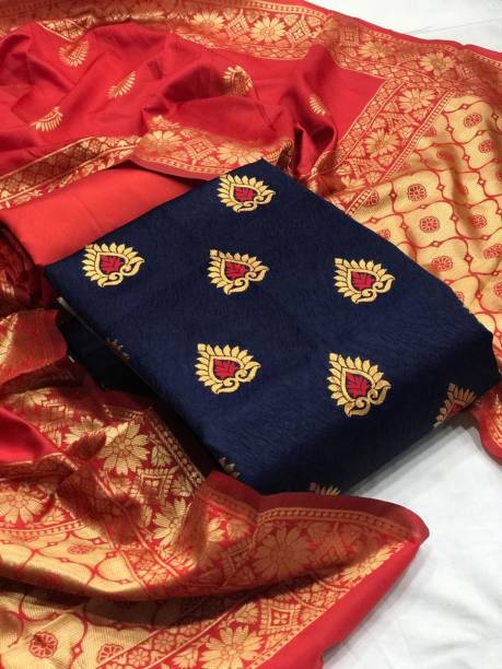 Unstitched Cotton Silk Salwar Suit Material Self Design Price in India