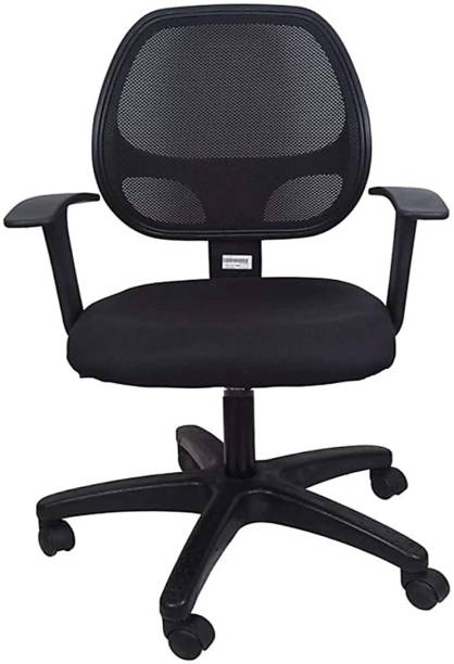 VIZOLT Natural Fiber Office Adjustable Arm Chair
