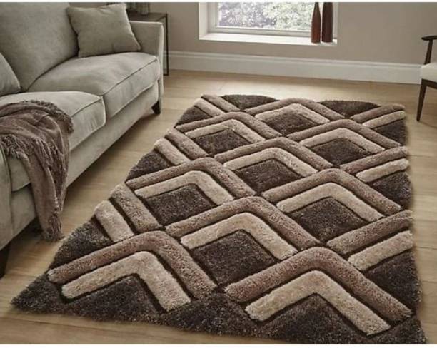 RM Handloom Brown Polyester Carpet