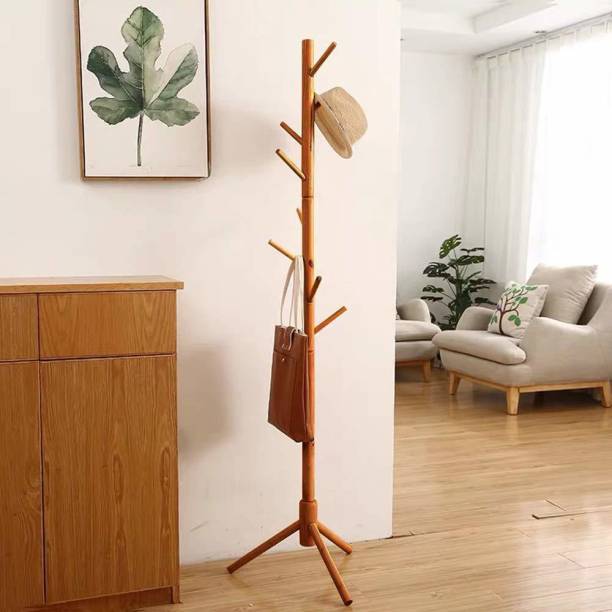 ADA Premium Natural Pine Wood Coat Rack|With 7 Hooks|Tree Coat Hanger Stand Bamboo Coat and Umbrella Stand