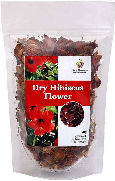 Jioo Organics Dry Hibiscus Flower, Rosa, Sinensis, Roselle (50 g)