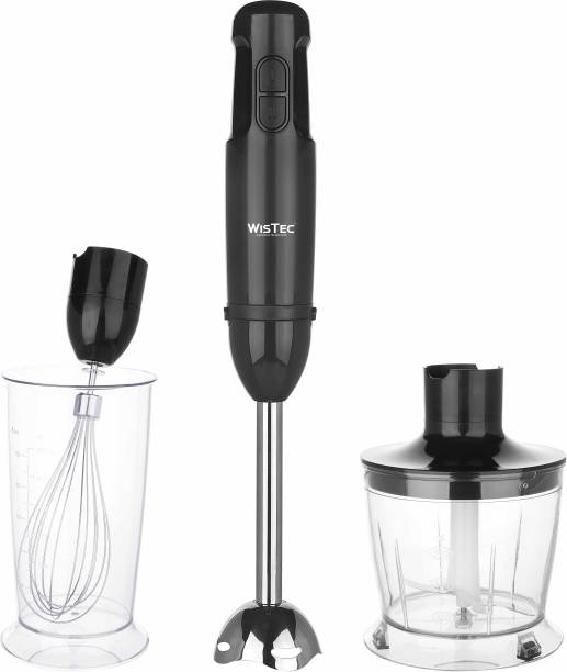 WISTEC 600W 3-in-1 Hand Immersion 600ml Mixing Beaker, 500ml Food Processor, and Whisk Attachment, Multi-Purpose, BPA-Free 600 W Chopper, Hand Blender, Electric Whisk