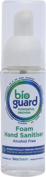 BioGuard Foam Sanitizer Alcohol Free Non Sticky Gentle on Skin and Safe for children - 50 ml (Pack of 2) - Made in UK| Powered by Biochem Hand Sanitizer Bottle