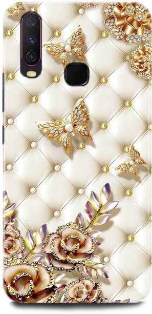 MP ARIES MOBILE COVER Back Cover for Vivo Y11,1906, Rose Golden Butterfly, Cute Butterfly with Flower, Butterfly, Flowers
