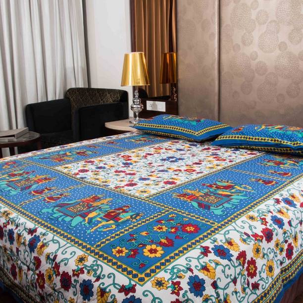 DEVIOUS 228 TC Cotton King Floral Flat Bedsheet