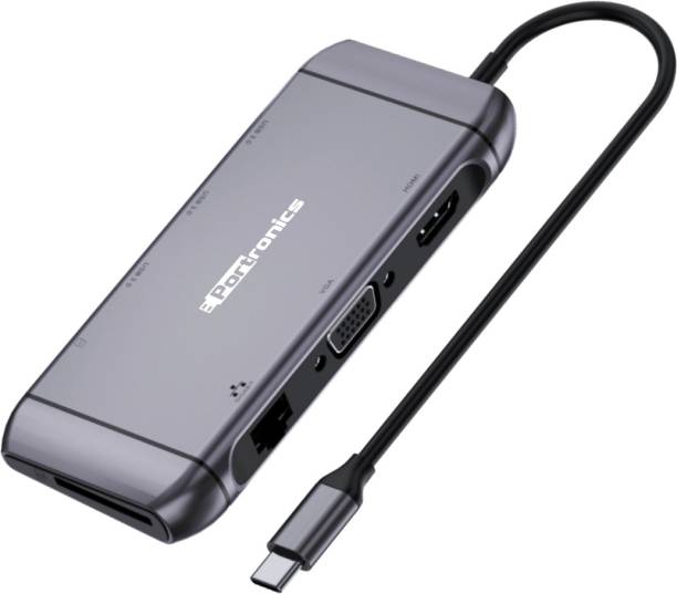 Portronics Mport 9C Type-C Multiport HDMI VGA RJ45 USB C SD/TF Port USB 3.0 POR-1197 USB Hub