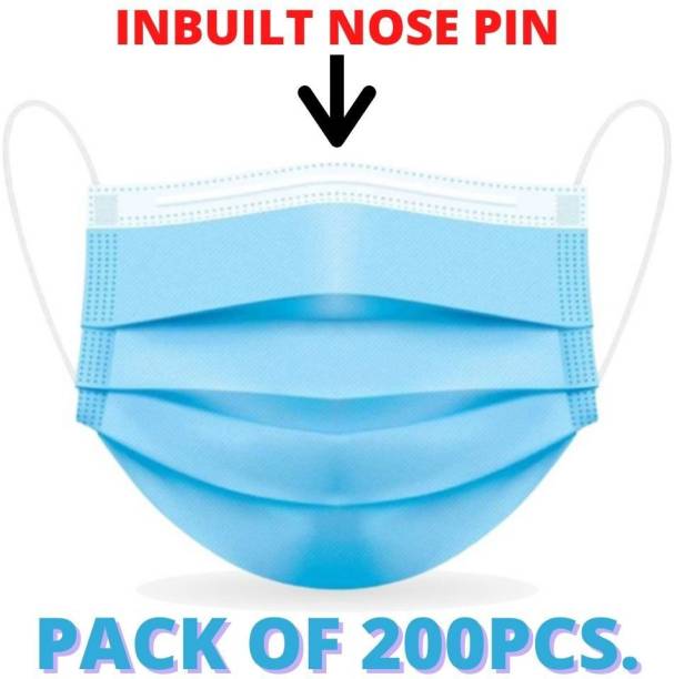 LIVYOR 200 Pcs. Surgical Mask With Nose Pin, Unbreakable Ear loops (Ultrasonically Welded) & Ultra Soft Ear loops (which does not hurt ears) (COMPANY SEALED PACKING) Disposable 3 Layer Pharmaceutical Breathable Surgical Pollution Face Mask Respirator with 3 Ply For Men, Women, Kids Pharmaceutical Pharmaceutical, Surgical Mask Water Resistant Surgical Mask