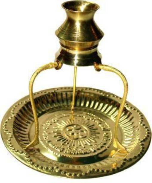 SBBCO Brass Pooja Plate Thali with Shivling Stand and Abhishek Lota Kalash Brass Brass Kalash