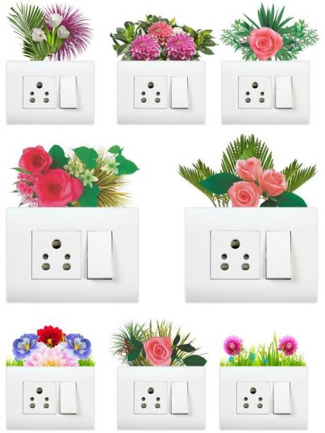 AH Decals Decorative Switch Board/Pannel Floral Design Wall Stickers for Home Living Room Bedroom Decor Small Paper
