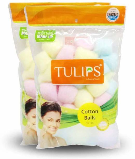 Tulips Multi Cotton Balls 50 In Each Pack Of 2 PKT