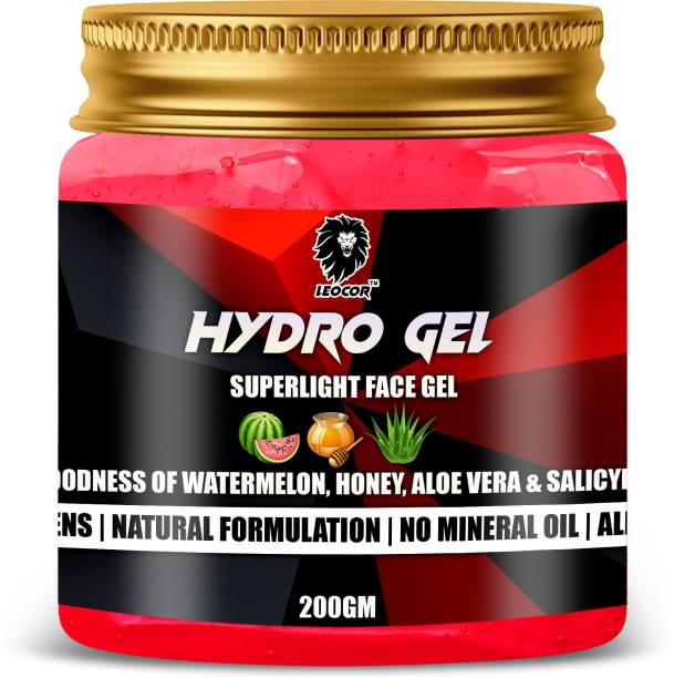 leocor Hydro Gel with Watermelon, Aloe Vera, Honey & salicylic acid | Face moisturising gel for men & women | 200gm