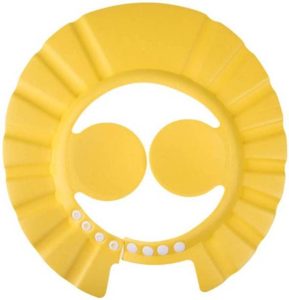 SIMPLEX Adjustable Baby Kids Shampoo Bath Bathing Safe Soft Shower Button Closure Cap Hat Hair Shield (Yellow)
