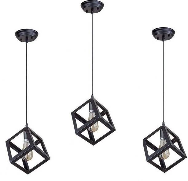 Areezo Black Cube Shape Modern Design Hanging Pendant Ceiling Lamp Light for Home,Dining Room,Bedroom,Living Room,Office Decor (Bulb Not Included) Pendants Ceiling Lamp