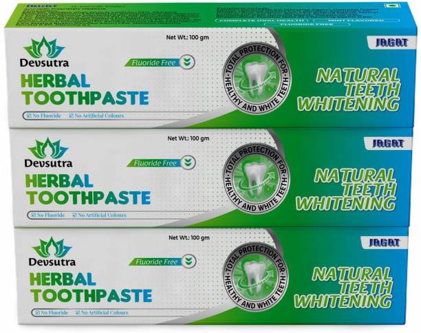 Jagat Devsutra Dr. Recommended Ayurvedic HERBAL Fresh Mint Flavour Toothpaste Combo Pack Offer - 100% Natural Teeth Whitening Formula with No Fluoride & No Artificial Colours Toothpaste