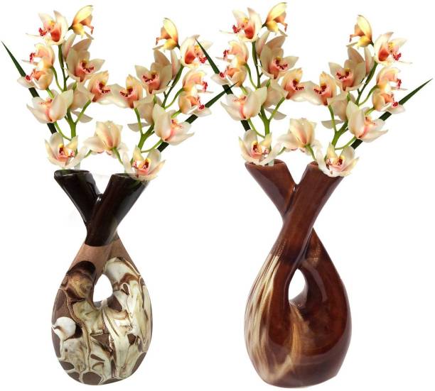 Wauood Handmade Ceramic Double Face Flower Vase Red and Brown Flower Pot, Plant Vase for Home DÃ©cor and Office Decor Pack of 2 Ceramic Vase