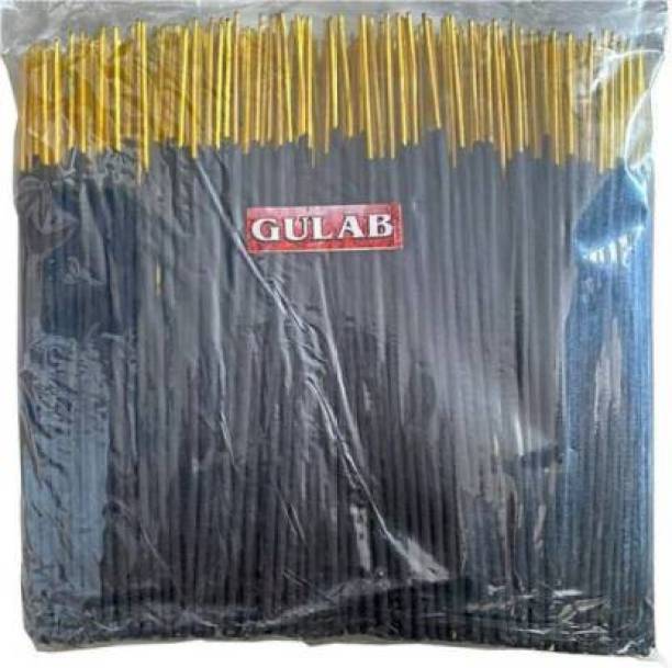 KYADA FAB Gulab Flavor Natural Hand made Agarbatti | Pack Of 1Kg |700 unit incense Stick | Black Colour Agarbattis (700) Gubal (700 Units) GULAB