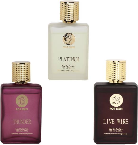 Lyla Blanc PLATINUM THUNDER LIVE WIRE Perfume Spray for Men- (Set of 3) (100ml each) Eau de Parfum  -  100 ml