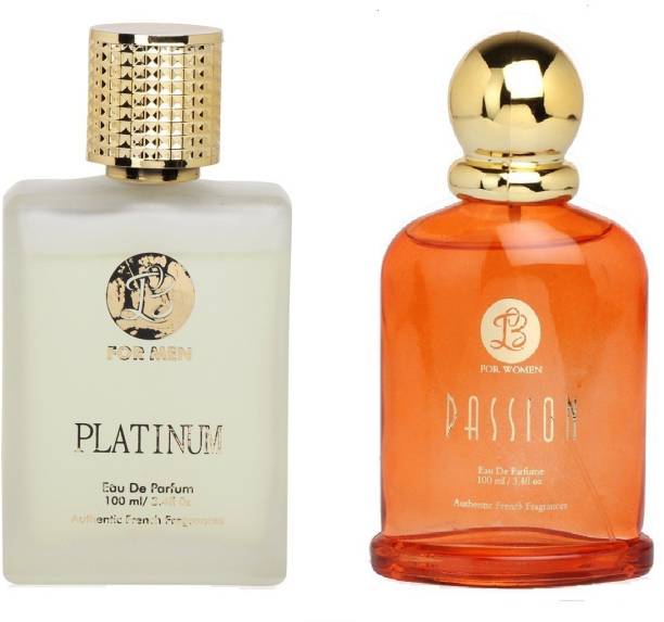 Lyla Blanc Mens PLATINUM & Womens PASSION - (Set of 2 Perfume for Couple) (100ml each) Eau de Parfum  -  100 ml