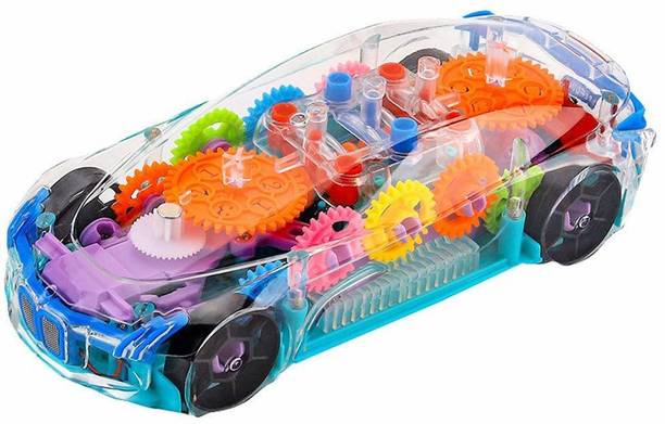 Mummas Kidz 360° Rotate Transparent Electronic Car with Colorful Light and Music-Bump and Go