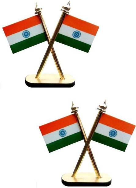 VOILA Indian National Flags For Car Dashboard Decoration Double Sided Wind Car Dashboard Flag Flag