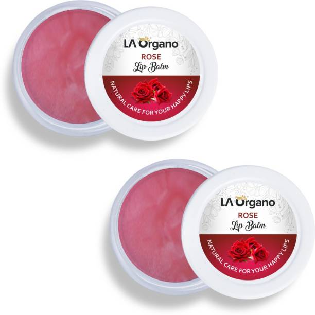 LA Organo Rose Lip Balm For Dry, Chapped Lips (Pack of 2) Rose