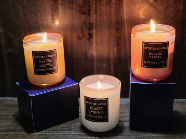 Frenzy Decor Set of 3 Glass Scented Candles with Gift Box Candle