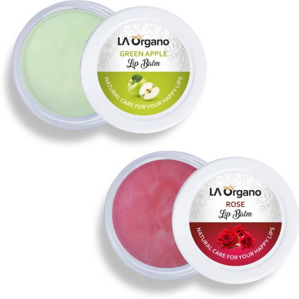 LA Organo Green Apple & Rose Lip Balm For Dry, Chapped Lips Green Apple, Rose