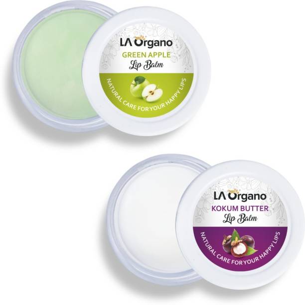 LA Organo Green Apple & Kokum Butter Lip Balm For Dry, Chapped Lips Green Apple, Kokum Butter