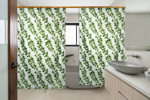 Stylista 213.36 cm (7 ft) PVC Semi Transparent Shower Curtain (Pack Of 2)