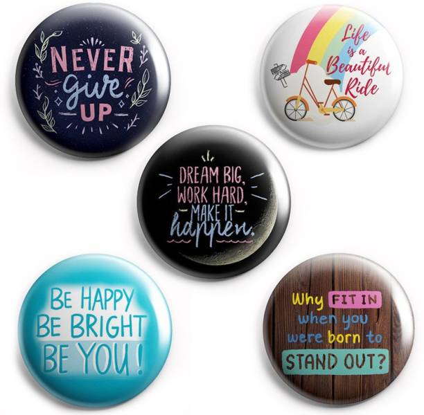 AVI 58mm Regular Size Fridge Magnets Multicolor Motivational Positive Quotes with life is a beauitful ride Pack of 5 C5MR8002165 Fridge Magnet Pack of 5
