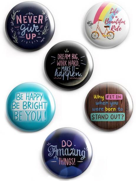 AVI 58mm Regular Size Fridge Magnets Multicolor Motivational Positive Quotes about life, dream and you Pack of 6 C6R8002166 Fridge Magnet Pack of 6