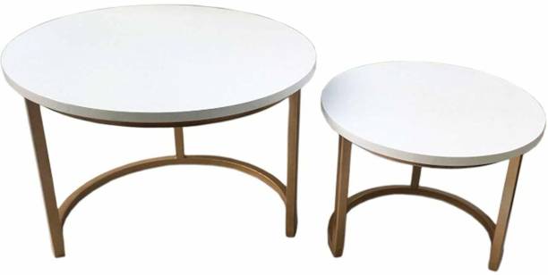 Anishwar Metal Frame Wooden Top Nesting Table Decoration for Home Set of 2 Stools Engineered Wood Nesting Table