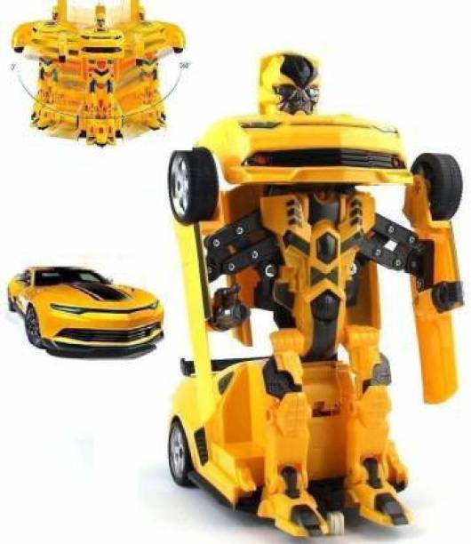 ACMOCOLLECTION Robot Deform Super Speed Car With 3D Special Light (Yellow) (Multicolor)