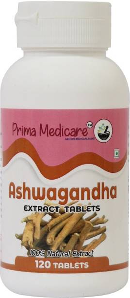 Prima Medicare Ashwagandha Extract Tablets - for Lower Blood Sugar and Depression - 120 Tablets