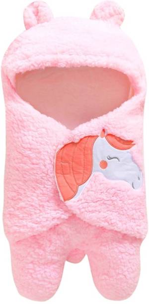 BRANDONN Embroidered Single Hooded Baby Blanket for  Mild Winter