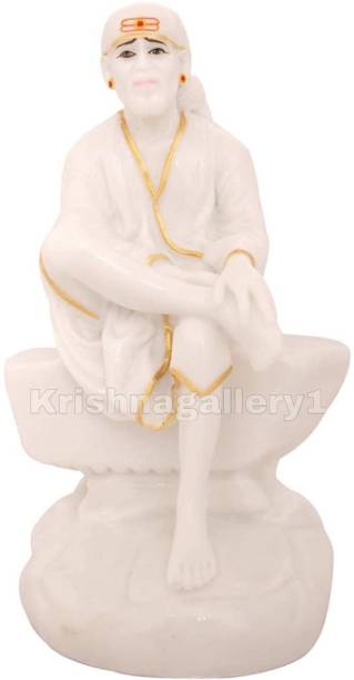 krishnagallery1 Sai Baba Statue Marble Finish Sai Baba Murti , Sai baba Idol , Sai God For Home Temple Poojan Use , Office Temple , Gifted use Decorative Showpiece  -  10 cm