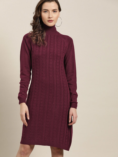 woolen high neck dress