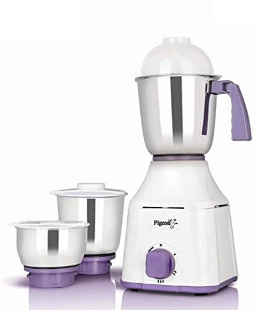 Pigeon by Stovekraft STAR -3 SS JARS MIXER GRIENDER 550 Mixer Grinder (3 Jars, WHITE, PURPLE)