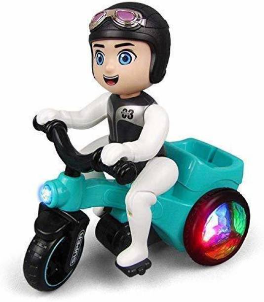 Kiddie Castle Light and Sound Musical Stunt Bike Tricycle Bump Go Scooter
